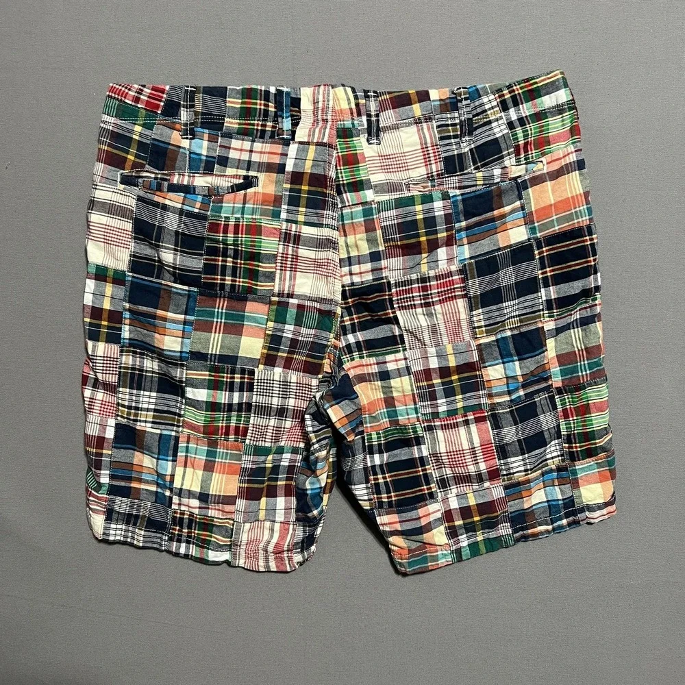 Gap Chino Shorts Mens 34 Multicolor Plaid Patchwork Madras Preppy Summer Casual